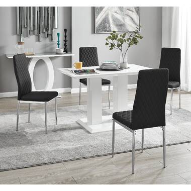 Bless international Eubanks High Gloss Double Pillar Dining Table